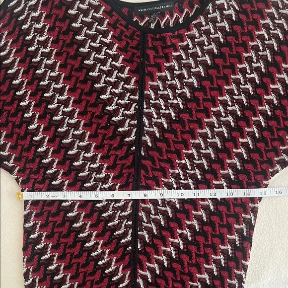 WHBM Crochet Sweater Red and Black Chevron Striped Batwing, Small - Picture 9 of 11